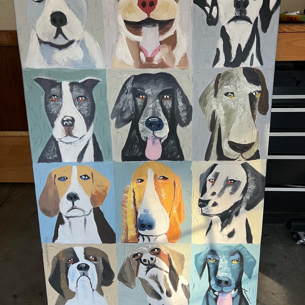 Emotional Dogs Oil Painting - Picture 2 of 7